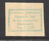 [Inscription: "Correos de VENEZUELA Carupano 1902 No hai estampillas PROVISORIO. Vale B", type C1]