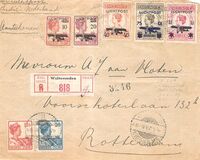 [Airmail - Queen Wilhelmina Stamps Overprinted with Airplane and "LUCHTPOST" - Surcharged, Tip J9]