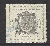 [Inscription: "CORREOS DE VENEZUELA ESTADO GUAYANA" - 9 Ornaments at Bottom (10 are Forgeries) - Antonio Sucre Signature, type A4]