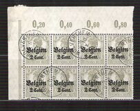 [German Empire Postage Stamps Surcharged "F and Cent" & Overprinted "Belgien", type B]