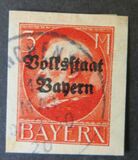 [Overprinted "Volksstaat Bayern", type N16]
