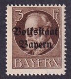 [Overprinted "Volksstaat Bayern", type N]