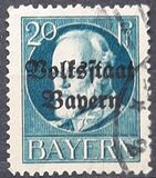 [Overprinted "Volksstaat Bayern", type N5]